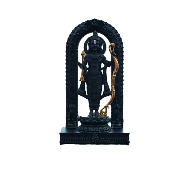 Ram Lalla Black 2D Idol Ayodhya Wooden Sticker Statue, Home Decor, Car Dashboard, Mandir Pooja Murti, Temple Puja, Office Table Showpiece