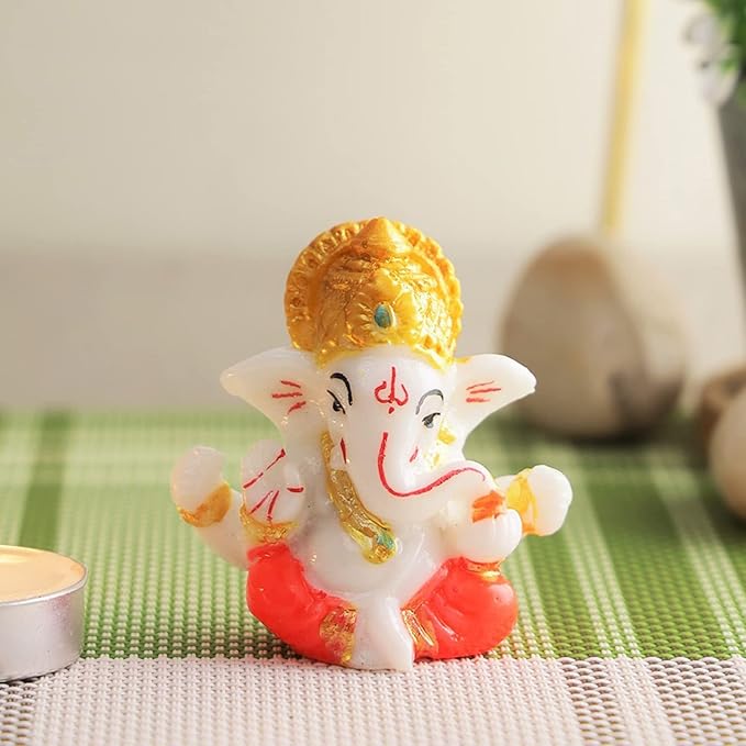 Ganesha Idol for Car Dashboard,Home Decor, Ganesh Murti Showpiece Gift - Car Dashboard Accessories Idols - Diwali Decoration Items for Home Decor- Diwali Gift